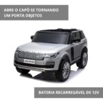 Mini Carro Elétrico 12V Land Rover Com Banco De Couro e MP5 Licenciado Prata BW122MP5PR - 9