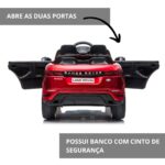 Mini Carro Elétrico Licenciado Land Rover Evoque Vermelho Brilho BW128VM - 9