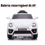 Mini Carro Elétrico Volkswagen Beetle Dune 6V Branco BW274BR - 3