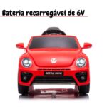 Mini Carro Elétrico Volkswagen Beetle Dune 6V Vermelho BW274VM - 3