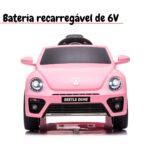 Mini Carro Elétrico Volkswagen Beetle Dune 6V Rosa BW274RS - 3