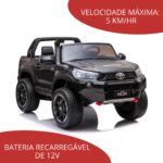 Carrinho Eletrico Infantil Toyota Hilux Preto Com Rodas De EVA BW190EVAPT - 6