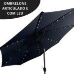 Ombrelone Base Central Articulado Com LED 2,70M Azul IWOBCAL270AZ - 3
