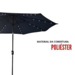 Ombrelone Base Central Articulado Com LED 2,70M Azul IWOBCAL270AZ - 5