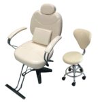 Cadeira Barbeiro Com Mocho Bege IWCBBE002M - 1