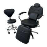 Cadeira Barbeiro Descanso De Perna Com Mocho Preta IWCBDM01PT - 1