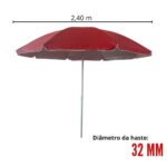 Guarda Sol Articulado 2,40m Vermelho IWGSA240VM - 2