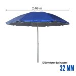 Guarda Sol Articulado 2,40m Azul IWGSA240AZ - 2