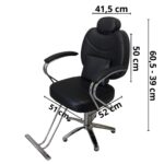 Cadeira Barbeiro Com Mocho Preto IWCBBEM - 2