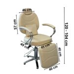 Cadeira Barbeiro Descanso De Perna Com Mocho Bege IWCBDM01BG - 2
