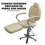 Cadeira Barbeiro Descanso De Perna Com Mocho Bege IWCBDM01BG - 3