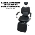Cadeira Barbeiro Descanso De Perna Com Mocho Preta IWCBDM01PT - 3