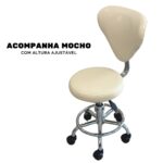 Cadeira Barbeiro Descanso De Perna Com Mocho Bege IWCBDM01BG - 4