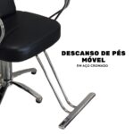 Cadeira Barbeiro Com Mocho Preto IWCBBEM - 5