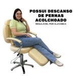 Cadeira Barbeiro Descanso De Perna Com Mocho Bege IWCBDM01BG - 5