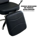 Cadeira Barbeiro Descanso De Perna Com Mocho Preta IWCBDM01PT - 5