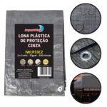 Lona Plástica De Polietileno 70g/m² 3x3 Metros Cinza IWLP33CZ - 1