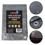 Lona Plástica De Polietileno 170gsm 300 Micras 3x4 Metros Cinza IWLP30034CZ - 1