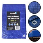 Lona Plástica De Polietileno 70g/m² 4x8 Metros Azul IWLP48 - 1