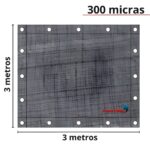Lona Plástica De Polietileno 170gsm 300 Micras 3x3 Metros Cinza IWLP30033CZ - 2