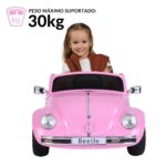 Mini Carro Elétrico Volkswagen Beetle Dune 6V Rosa BW299RS - 3