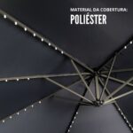 Ombrelone Lateral Com Led 3,00M Preto IWOBLL300PT - 3