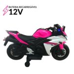 Mini Moto Elétrica 12V Rosa BW300RS - 4