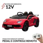 Mini Carro Elétrico Licenciado Lamborghini SVJ 12V Vermelho BW303VM - 4