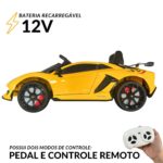 Mini Carro Elétrico Licenciado Lamborghini SVJ 12V Amarelo BW303AM - 4