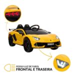 Mini Carro Elétrico Licenciado Lamborghini SVJ 12V Amarelo BW303AM - 5