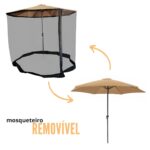 Ombrelone Central 3,00M Com Tela Mosqueteiro IWOBCTM300BG - 4