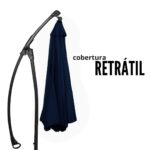 Ombrelone Lateral 3,00M Com Base Azul IWOBLB300AZ - 5