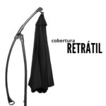 Ombrelone Lateral 3,00M Com Base Preto IWOBLB300PT - 5