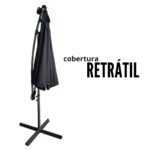 Ombrelone Lateral Com Led 3,00M Preto IWOBLL300PT - 6