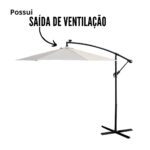 Ombrelone Lateral Com Led 3,00M Branco IWOBLL300BR - 7