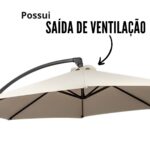 Ombrelone Lateral 3,00M Com Base Branco IWOBLB300BR - 7