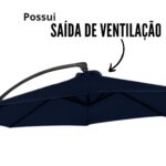 Ombrelone Lateral 3,00M Com Base Azul IWOBLB300AZ - 7