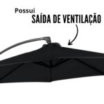 Ombrelone Lateral 3,00M Com Base Preto IWOBLB300PT - 7
