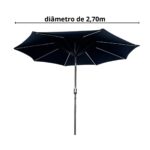 Ombrelone Central Led Varetas 2,70m Azul IWOBCL270AZ - 2