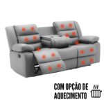 Poltrona Tripla Reclinável Com Função De Massagem Cinza IWPTRMCZ - 3
