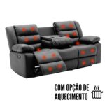 Poltrona Tripla Reclinável Com Função De Massagem E USB Preto IWPTRMUPT - 3