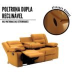 Poltrona Tripla Reclinável Com Função De Massagem Marrom IWPTRMMR - 4