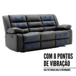 Poltrona Tripla Reclinável Com Função De Massagem E USB Preto IWPTRMUPT - 6