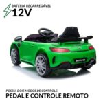 Mini Carro Elétrico 12V Mercedes Benz AMG GT R Licenciado Verde BW315VD - 5