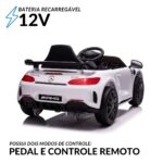 Mini Carro Elétrico 12V Mercedes Benz AMG GT R Licenciado Branco BW315BR - 5
