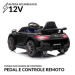Mini Carro Elétrico 12V Mercedes Benz AMG GT R Licenciado Preto BW315PT - 5