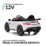 Mini Carro Elétrico 12V Mercedes Benz AMG GT R Licenciado Branco BW314BR - 5