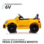 Mini Carro Elétrico Volkswagen Beetle Dune 6V Amarelo BW274AM - 4