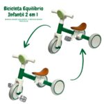 Bicicleta Equilíbrio Infantil 2 Em 1 Branco E Verde BW310VD - 3