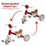 Bicicleta Equilíbrio Infantil 2 Em 1 Branco E Vermelho BW310VM - 3